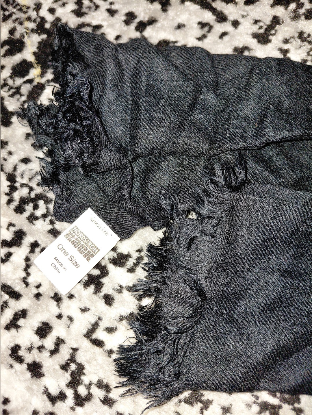 Nordstrom Modal Cashmere Twill Wrap Scarf Black Oversized Quiet Luxury Nwt Cc — image 6 of 8
